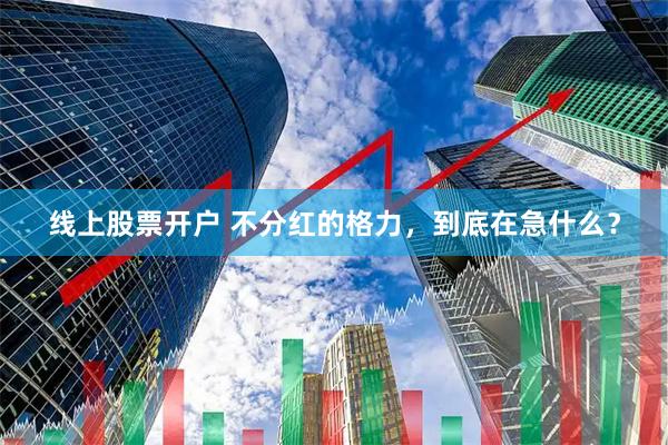 线上股票开户 不分红的格力，到底在急什么？